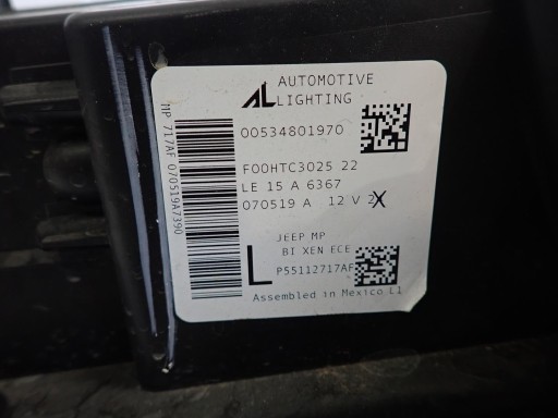 LAMPA FAR PREDNJI LIJEVI JEEP COMPASS II 2017- BI-XENON 00534801970