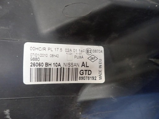 LAMPA FAR PREDNJI LIJEVI NISSAN NOTE REDIZAJN E11 2009-2013 89078192
