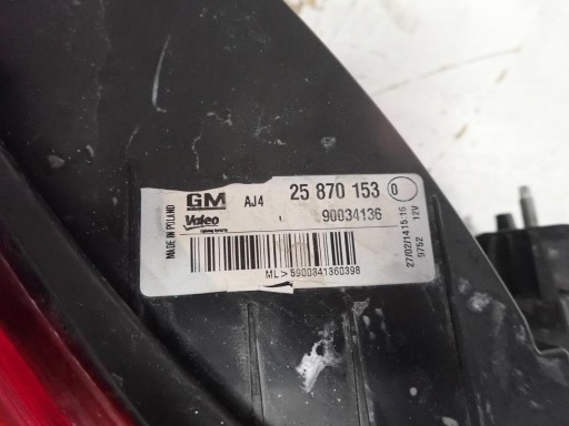 LAMPA FAR ZADNJI ZADNJA LIJEVI OPEL ASTRA J IV 2009- LIMUZINA / SEDAN 25870153 LAMPA FAR ZADNJI ZADNJA LIJEVI OPEL ASTRA J IV 2009- LIMUZINA / SEDAN 25870153