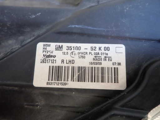 LAMPA FAR PREDNJI DESNI OPEL AGILA B II 2008-