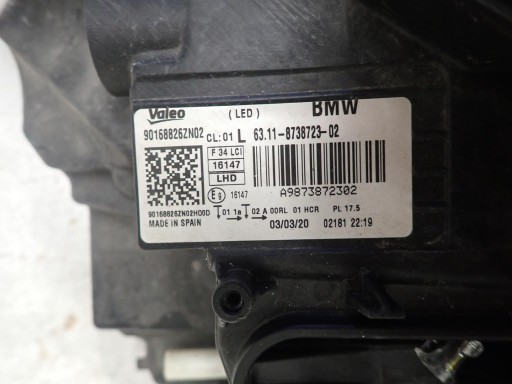 LAMPA FAR PREDNJI LIJEVI BMW 3 GT F34 2013- FULL LED 8738723