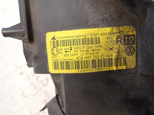 LAMPA FAR PREDNJI DESNI VW PASSAT CC 2008-2012 BI-XENON ZAKRETNI 3C8941752C