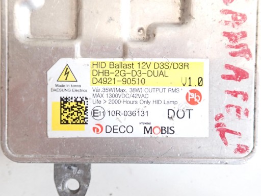 MODUL BALAST LAMPE FAROVI KIA OPTIMA D4921-90510