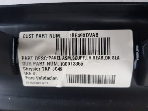 POKLOPAC PRAGA ZADNJI DESNA STRANA DODGE JOURNEY 08-