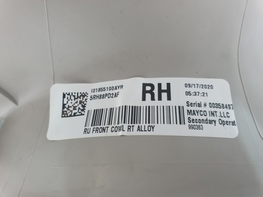 CHRYSLER PACIFICA 16- POKLOPAC LAJSNA PRAGA DESNA STRANA LIJEVA 5RH88PD2AF 5RH89PD2AF