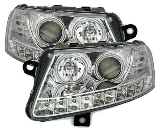 LAMPE FAROVI AUDI A6 C6 04.04-08 ANGEL EYES LED CHROME