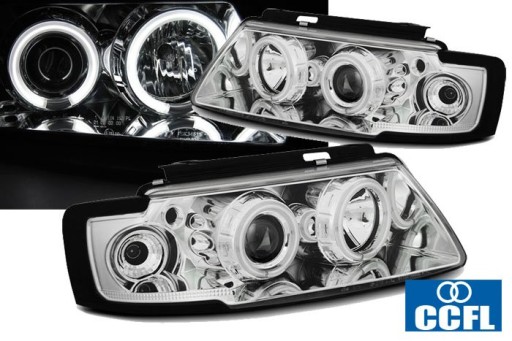LAMPE FAROVI VW PASSAT B5 3B ANGEL EYES CCFL CHROME