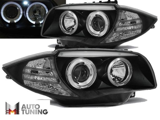 LAMPE FAROVI BMW 1 E87 / E81 04-11 ANGEL EYES BLACK