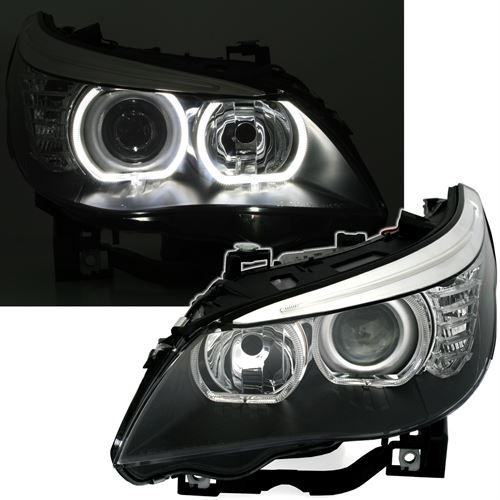 LAMPE FAROVI BMW E60/E61 03-07 LED ANGEL EYES H7/H7 BLACK