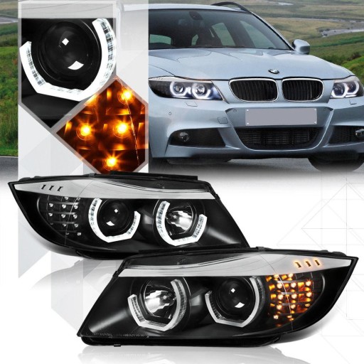 LAMPE FAROVI  PREDNJI BMW E90 05-11 BLACK (MODEL SA 3 VRATA)