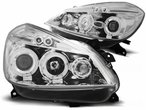 LAMPE FAROVI RENAULT CLIO 3 05-09 CHROME ANGEL EYES