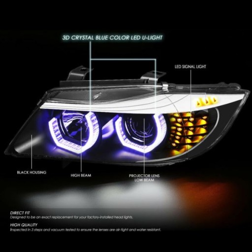 LAMPE FAROVI PREDNJI ANGEL BMW E90 05-11 LED (MODEL SA 3 VRATA) BLACK LAMPE FAROVI PREDNJI ANGEL BMW E90 05-11 LED (MODEL SA 3 VRATA) BLACK