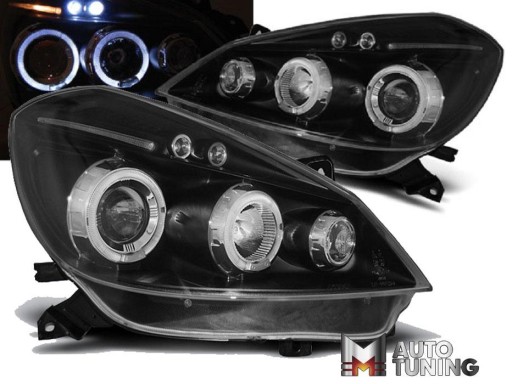 LAMPE FAROVI RENAULT CLIO 3 05-09 BLACK ANGEL EYES