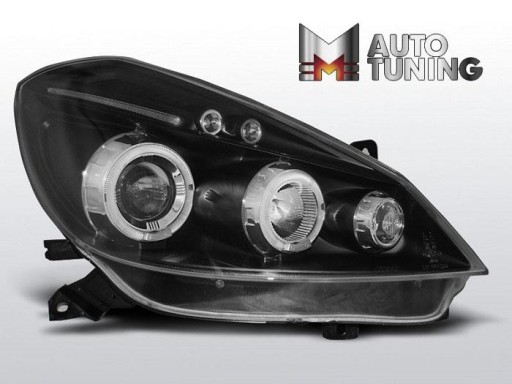 LAMPE FAROVI RENAULT CLIO 3 05-09 BLACK ANGEL EYES