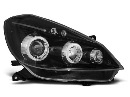 LAMPE FAROVI RENAULT CLIO 3 05-09 BLACK ANGEL EYES