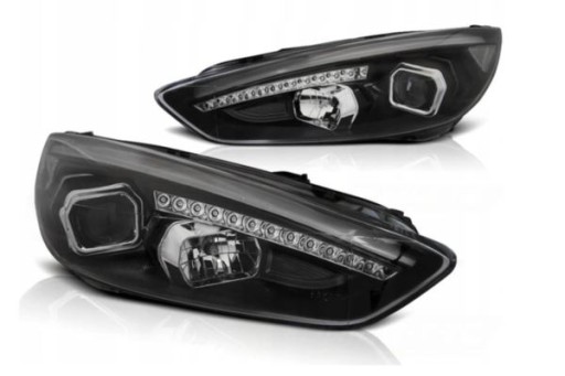 LAMPE FAROVI  PREDNJI FORD FOCUS MK3 15-18 BLACK DRL LED