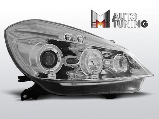 LAMPE FAROVI RENAULT CLIO 3 05-09 CHROME ANGEL EYES
