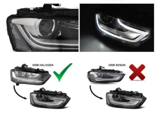 LAMPE FAROVI  PREDNJI AUDI A4 B8 12-15 BLACK LED DRL