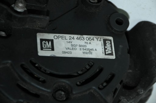 ALTERNATOR 24463064YJ OPEL ZAFIRA A ASTRA G 2.0 DTI VALEO 70A SG7 S020 ALTERNATOR 24463064YJ OPEL ZAFIRA A ASTRA G 2.0 DTI VALEO 70A SG7 S020