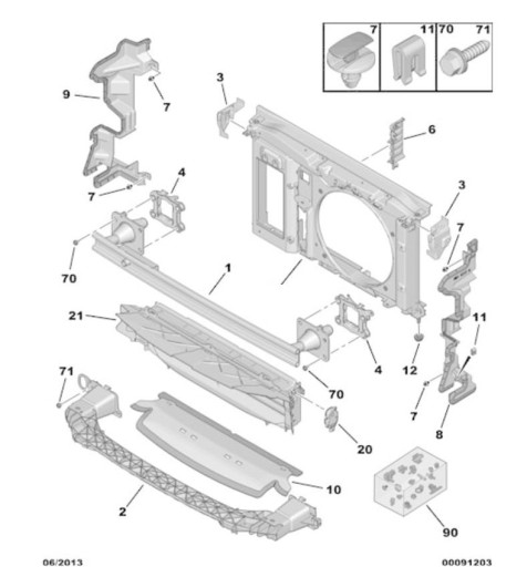 CITROEN DS5 3008 GREDA POJAČANJE BRANIKA PREDNJEG ZONA NOSAČ PREDNJA STRANA