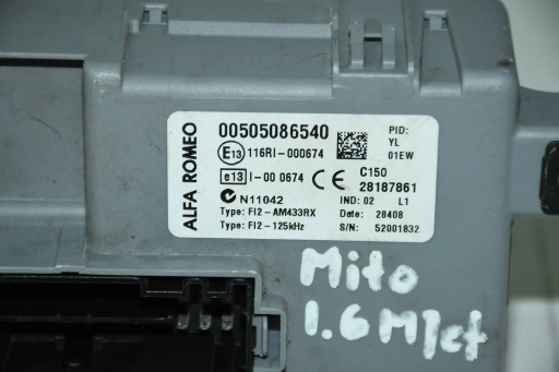 MODUL BSI BSM 00505086540 ALFA ROMEO MITO 1.6 MULTIJET MJET MJTD