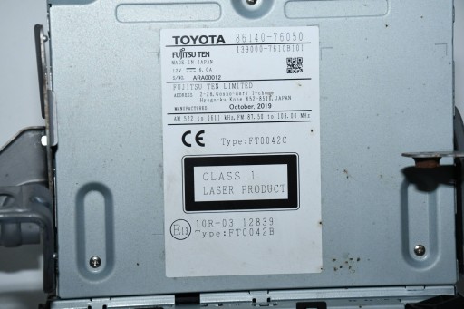 RADIO CD MULTIMEDIA 86140-76050 LEXUS CT 200H