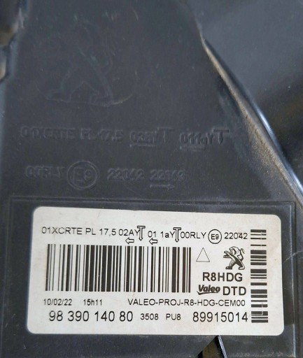 FAR DESNA STRANA LAMPA PREDNJA FULL LED PEUGEOT 508 II 18-23 9839014080