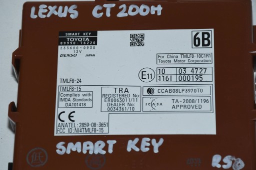 MODUL SYSTEMU BEZKLUCZYKOWEGO 89990-76220 LEXUS CT 200H MODUL SYSTEMU BEZKLUCZYKOWEGO 89990-76220 LEXUS CT 200H