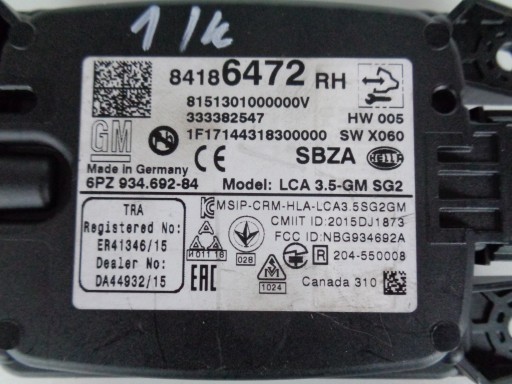 SENZOR MARTWEGO POLA DESNA STRANA ZADNJI OPEL INSIGNIA B