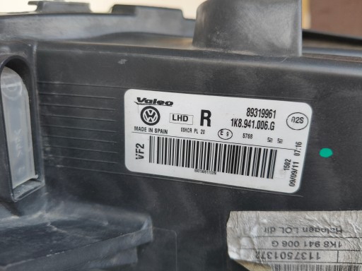 LAMPA FAR DESNA STRANA VW SCIROCCO 1K8 08-