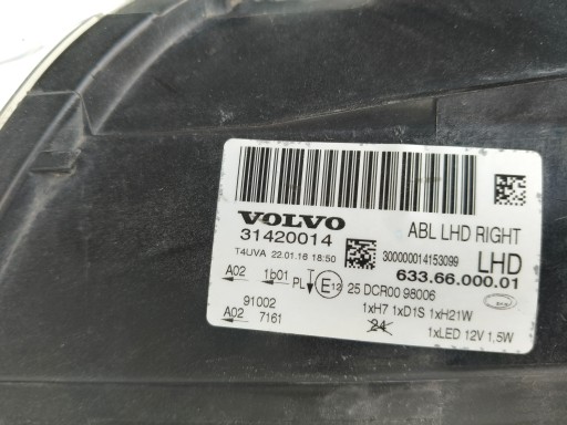 LAMPA FAR DESNA STRANA VOLVO S80 V70 13- REDIZAJN XENON LED ZAKRETNI