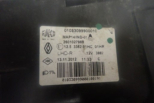 LAMPA FAR DESNA STRANA RENAULT CLIO 4 IV 12-16R LAMPA FAR DESNA STRANA RENAULT CLIO 4 IV 12-16R