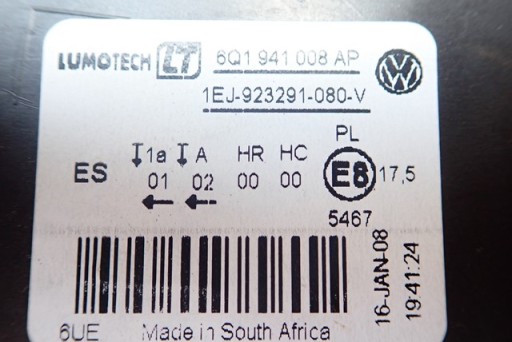 LAMPA FAR DESNA STRANA VW POLO 6Q1941008AP LAMPA FAR DESNA STRANA VW POLO 6Q1941008AP
