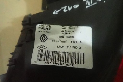 LAMPA FAR DESNA STRANA ZADNJA ZADNJI RENAULT CLIO 4 IV 12- LAMPA FAR DESNA STRANA ZADNJA ZADNJI RENAULT CLIO 4 IV 12-