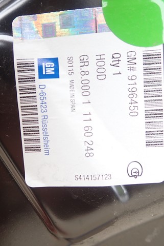 HAUBA POKLOPAC MOTORA OPEL CORSA C COMBO 2000-