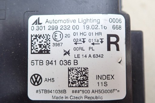 LAMPA FAR DESNA STRANA FULL LED VW TOURAN 15- 5TB941036B LAMPA FAR DESNA STRANA FULL LED VW TOURAN 15- 5TB941036B