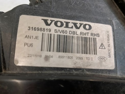 LAMPA FAR DESNA STRANA VOLVO S60 V60 I XENON REDIZAJN 2013-