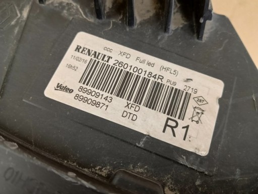 LAMPA FAR DESNA STRANA FULL LED RENAULT TALISMAN 15-