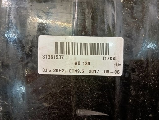 ALUMINIJSKA FELGA VOLVO V90 S90 20X8 ET49,5 5X108 ALUMINIJSKA FELGA VOLVO V90 S90 20X8 ET49,5 5X108