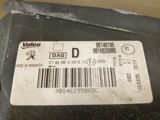 LAMPA FAR DESNA STRANA PEUGEOT PARTNER IV RIFTER 18-