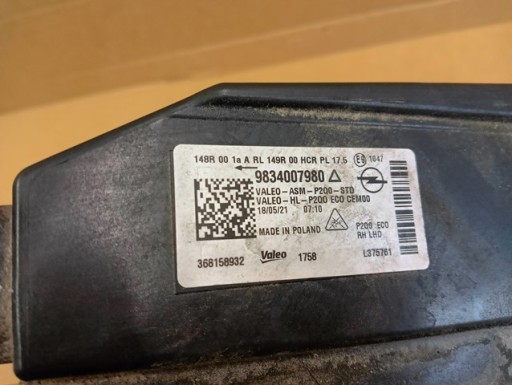 LAMPA FAR DESNA STRANA FULL LED OPEL MOKKA II 20-