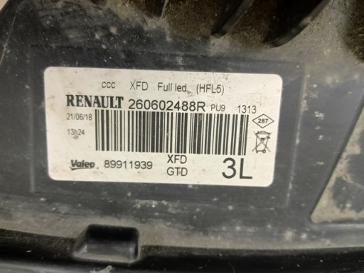 LAMPA FAR LIJEVA STRANA FULL LED RENAULT TALISMAN 15-