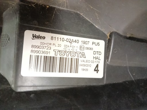 LAMPA FAR DESNA STRANA TOYOTA AURIS I 1 REDIZAJN 09-12R