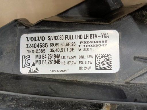 LAMPA FAR LIJEVA STRANA FULL LED VOLVO S60 II V60 III 3 18-