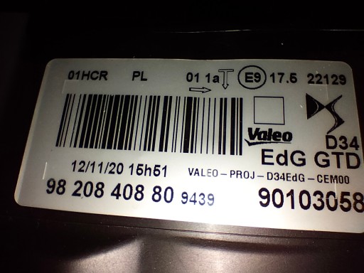 LAMPA FAR PREDNJA LIJEVA STRANA CITROEN DS3 CROSSBACK 19-