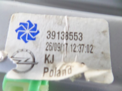 DIZAČ PROZOR PREDNJA STRANA LIJEVA OPEL INSIGNIA B 17- DIZAČ PROZOR PREDNJA STRANA LIJEVA OPEL INSIGNIA B 17-