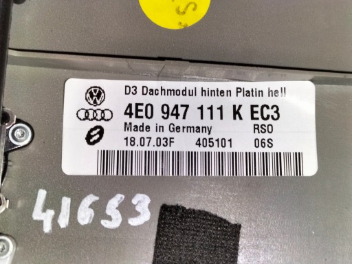 OSVIJETLJENJE SVIJETLO TAPACIRUNG KROVA AUDI A8 D3 03- OSVIJETLJENJE SVIJETLO TAPACIRUNG KROVA AUDI A8 D3 03-