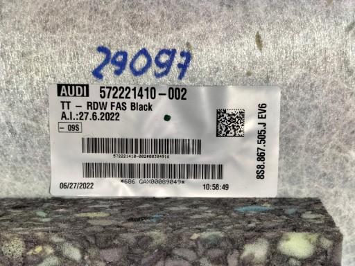 KROVNI TAPACIRUNG AUDI TT 8S 14- EV6