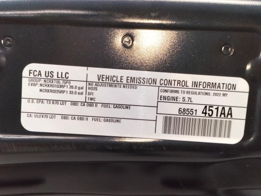 HAUBA POKLOPAC MOTORA DODGE RAM 19- 1500 SPORT
