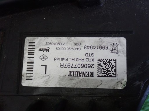 RENAULT TALISMAN LED MATRIX VISION FAR LIJEVA STRANA LAMPA 260607797R